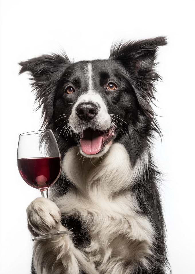 Border Collie with Wine Glass