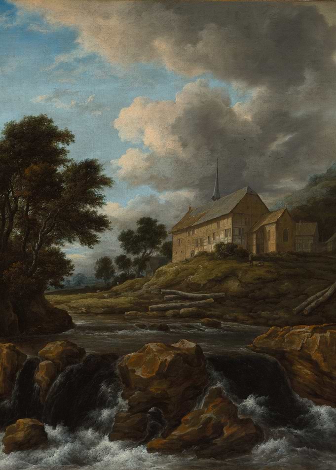 Landscape with Waterfall and Building Painting