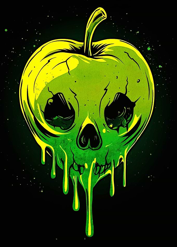 Poison Apple Skull Illustration
