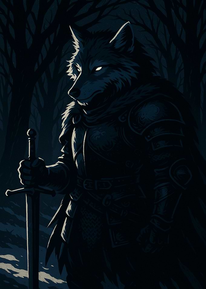 Armored Wolf Knight in Dark Forest