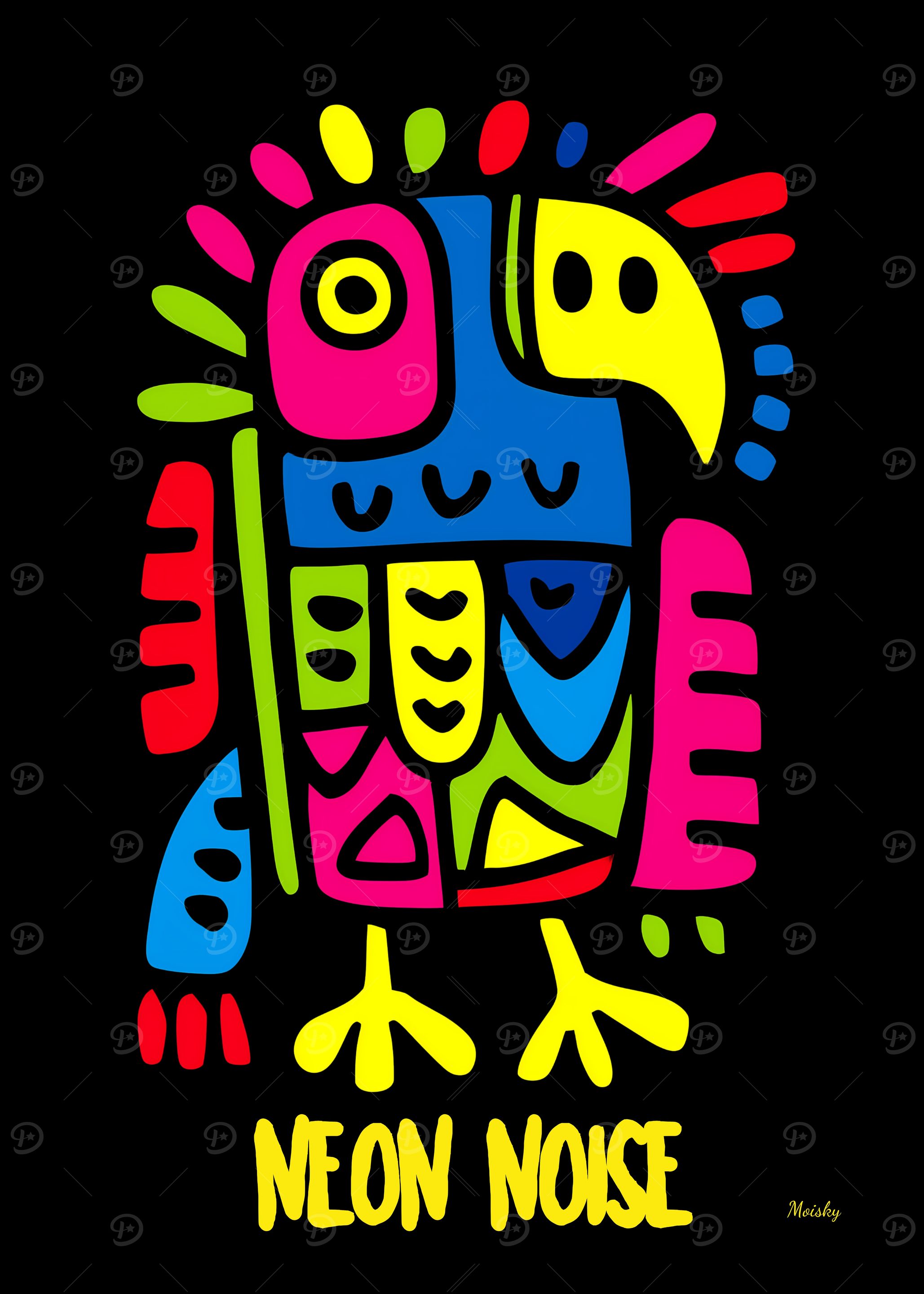 Neon Parrot Pop Art – Colorful Abstract Bird Design
