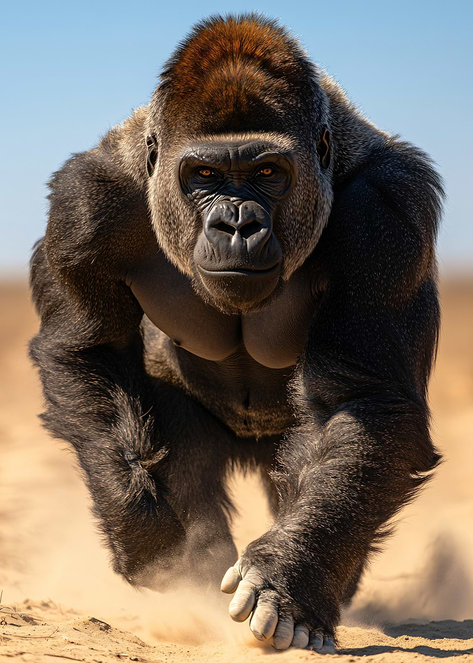 Charging Gorilla Portrait