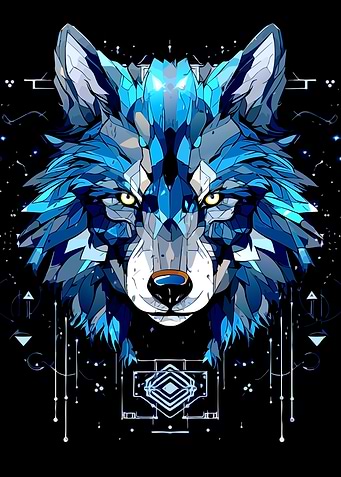 Geometric Wolf Head Art