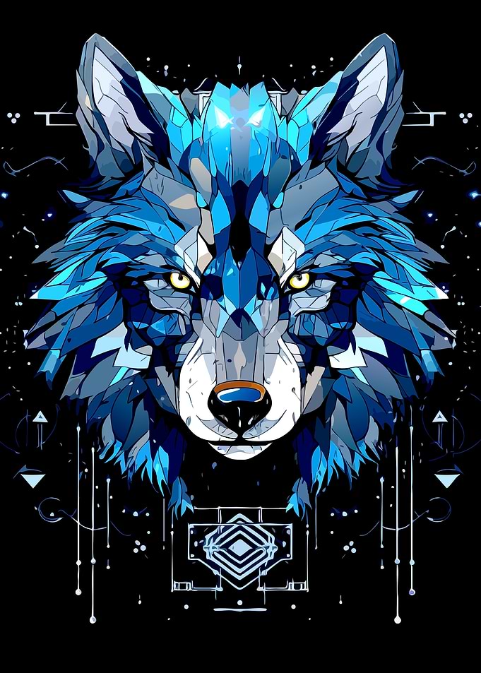 Geometric Wolf Head Art