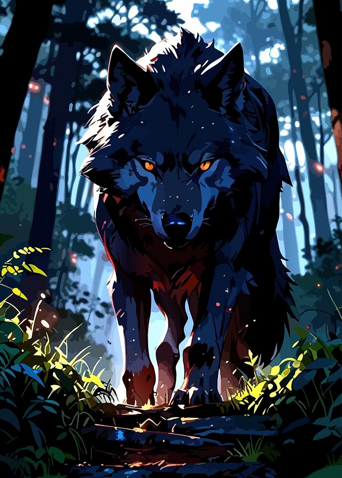 Wolf in the Woods Illustration