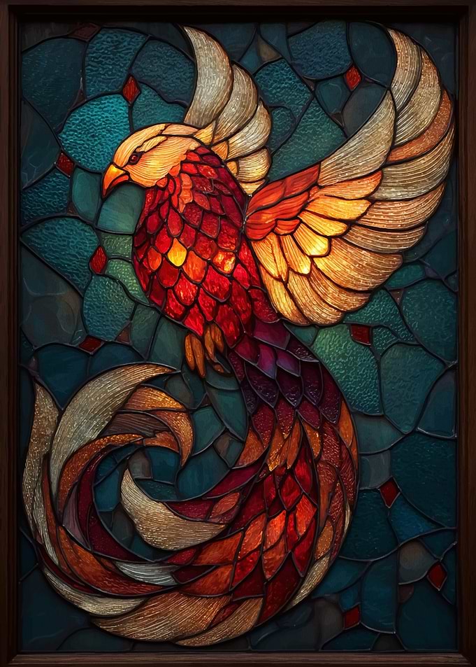 Stained Glass Phoenix Art