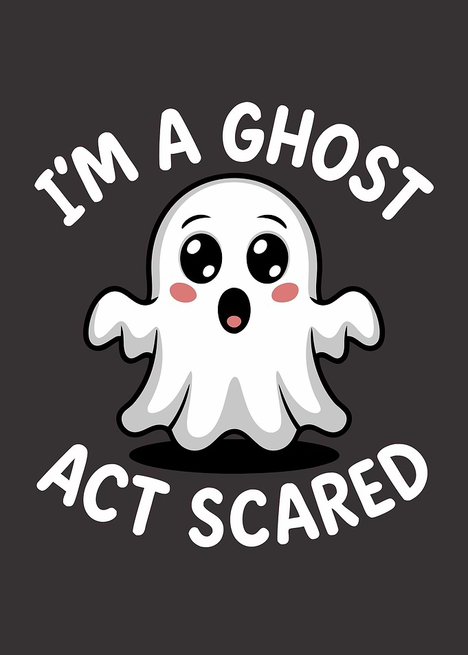 Cute Ghost Cartoon with Text