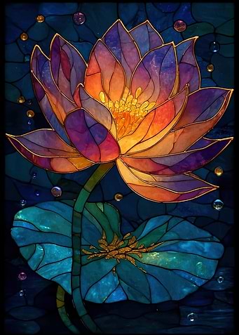Stained Glass Lotus Flower Art