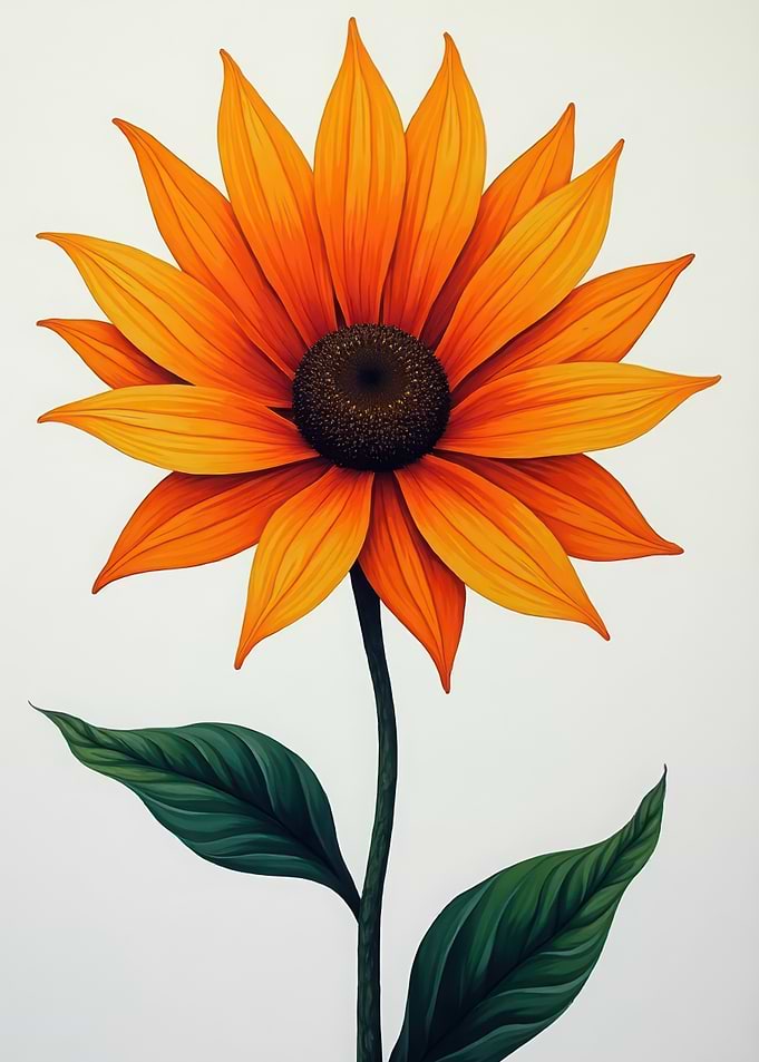 Orange Flower with Green Leaves