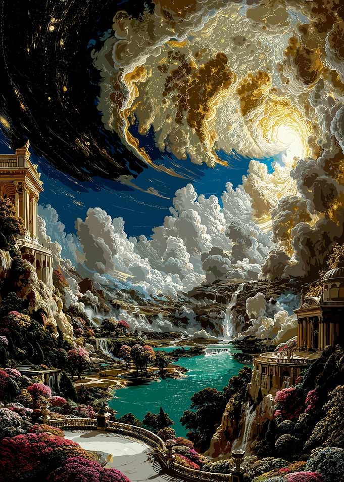 Heavenly Landscape with Classical Architecture
