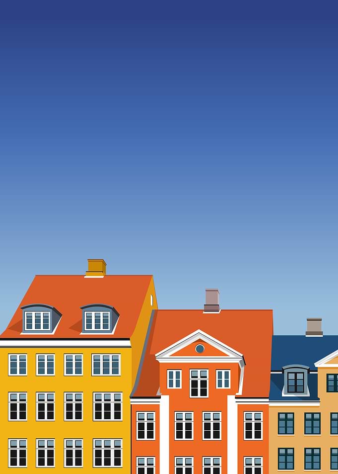 Copenhagen's city skyline and architecture of Nyhavn