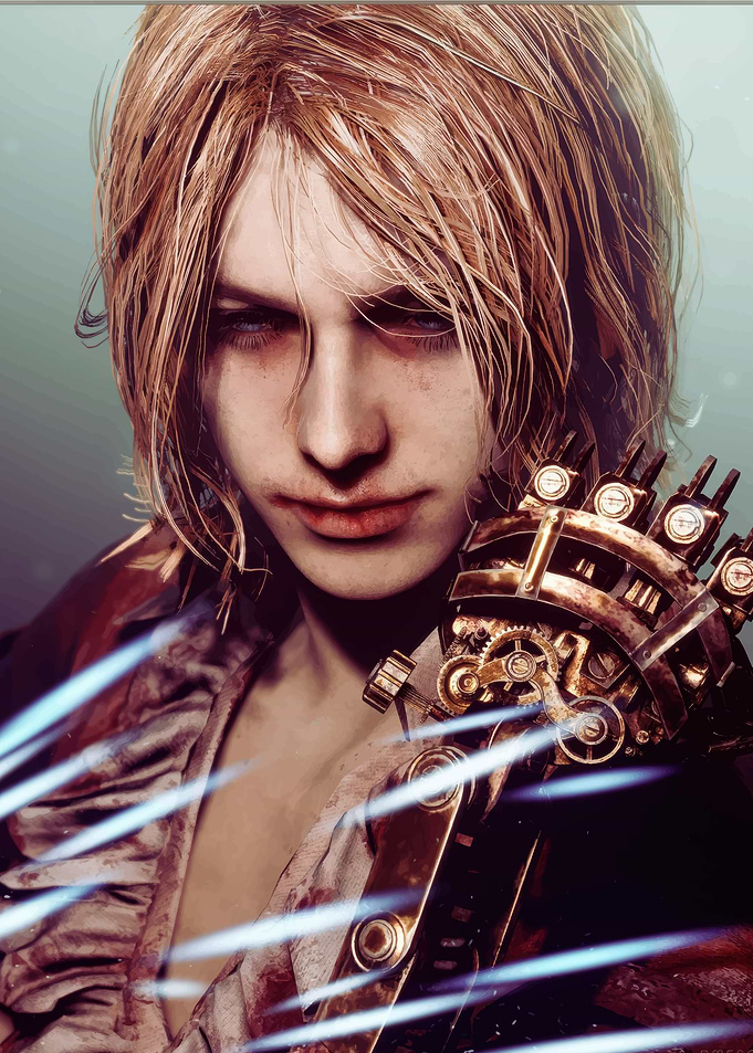Steampunk Character Portrait with Mechanical Arm
