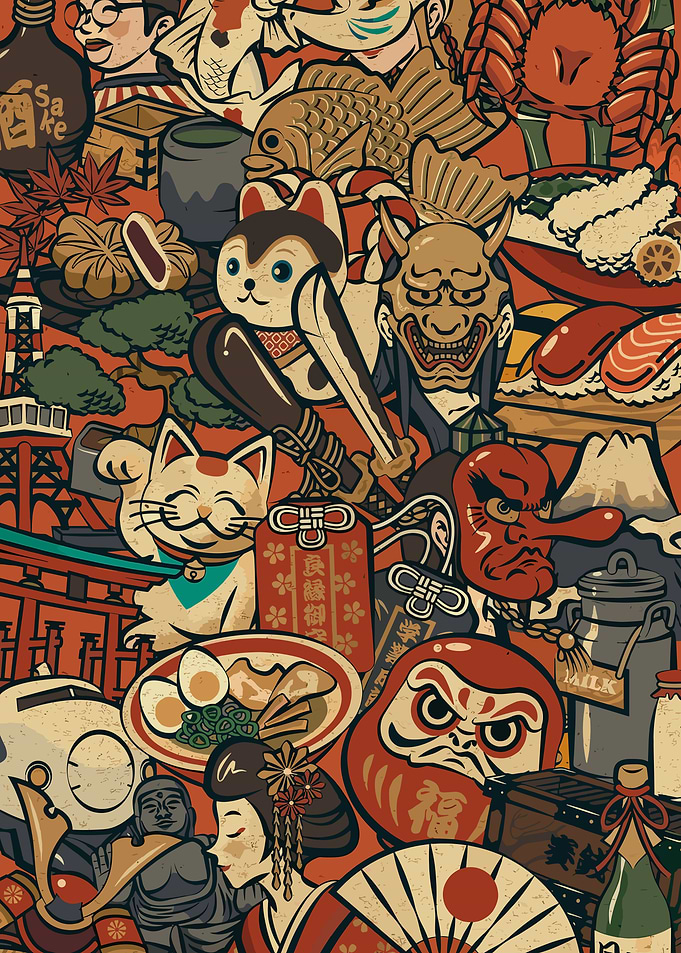 Japanese Culture Collage Illustration