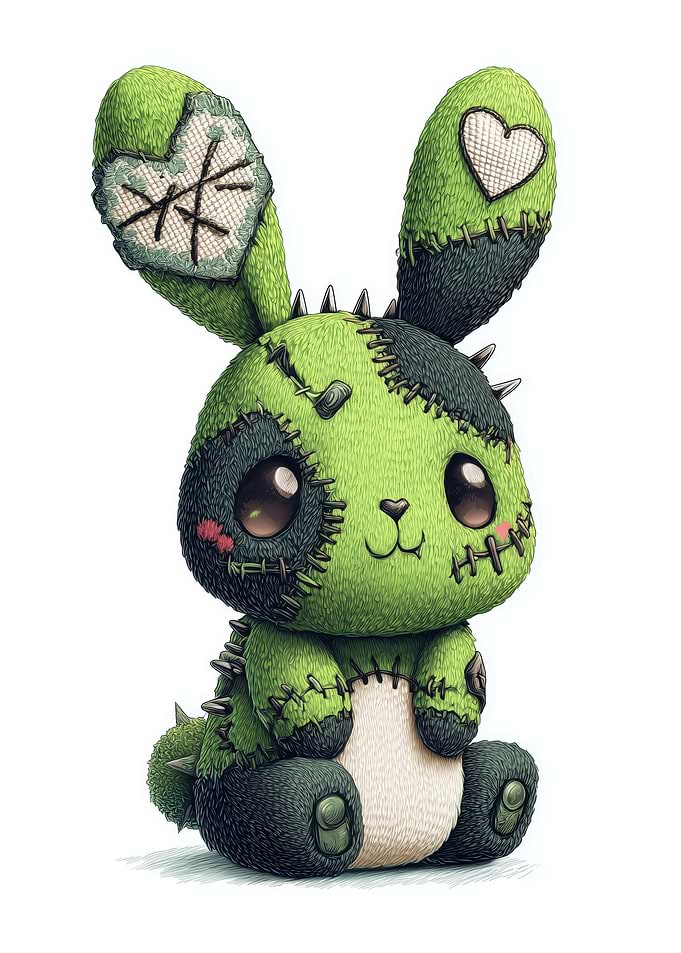 Cute Zombie Bunny Voodoo Doll