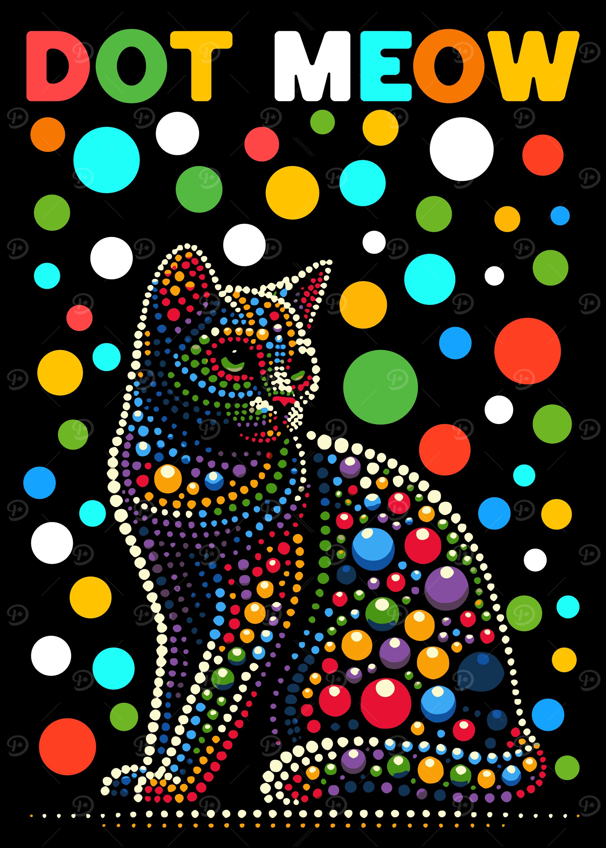 Colorful Dot Art Cat