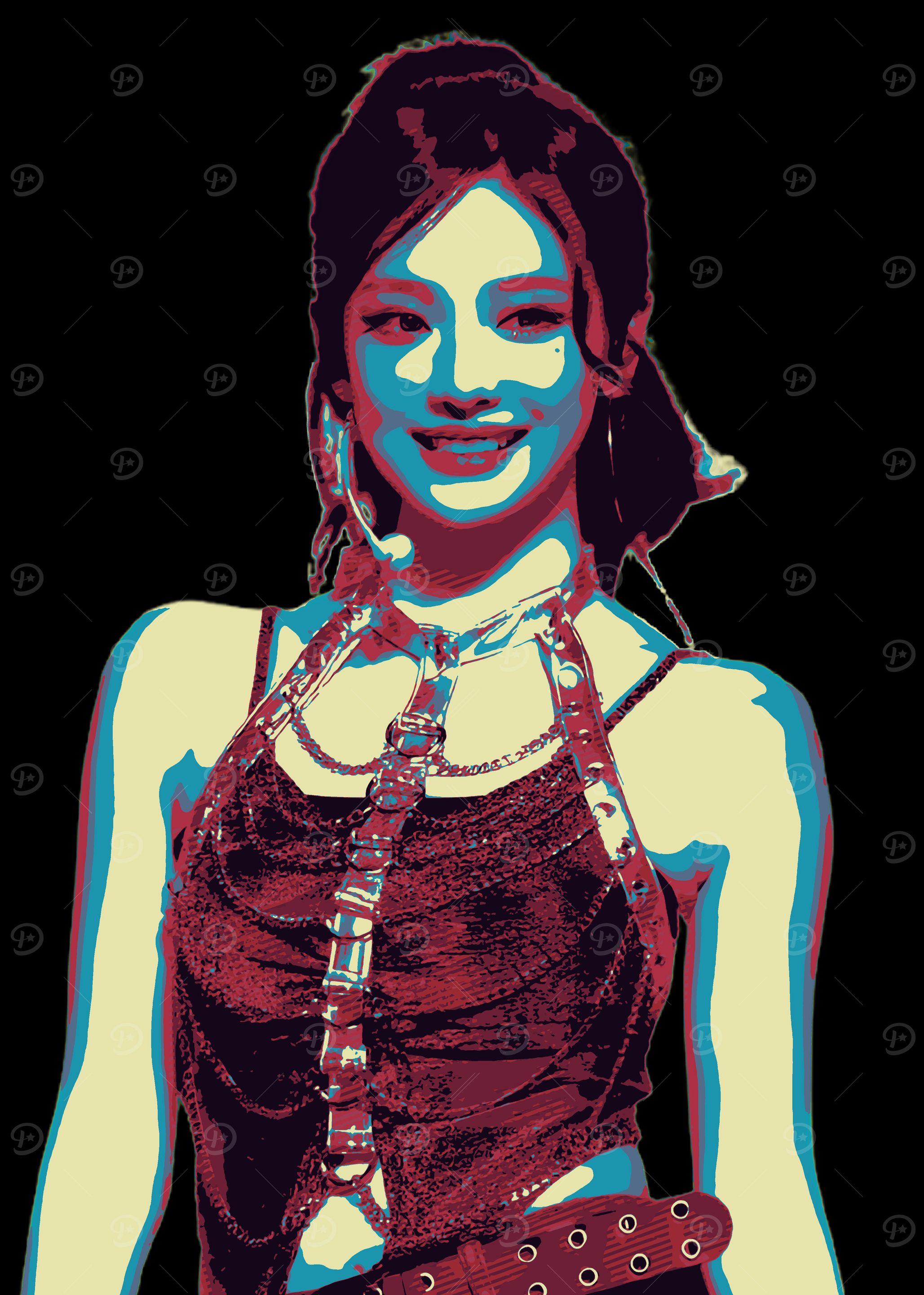Ningning Aespa Pop Art Portrait of a Smiling