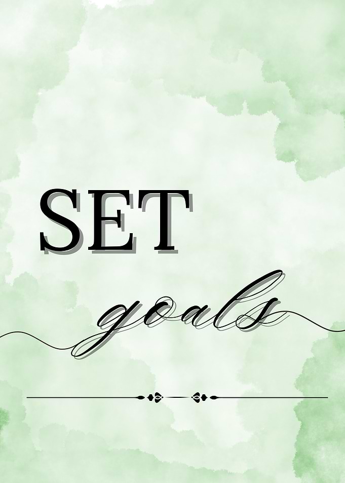 Set Goals Inspirational Green Watercolor Art