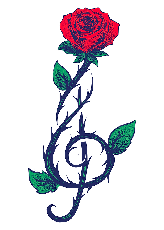 Rose Treble Clef Music Art