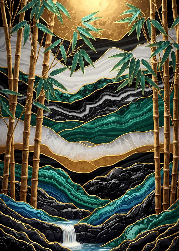 Bamboo Forest Agate Landscape Art