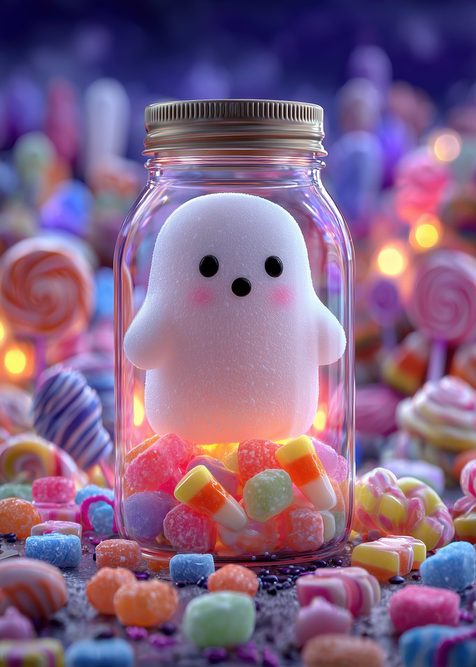 Cute Ghost in Candy Jar