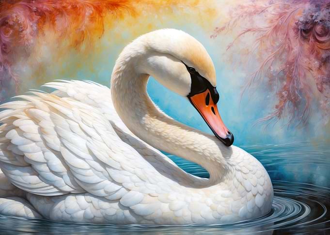 Elegant Swan in Water Painting