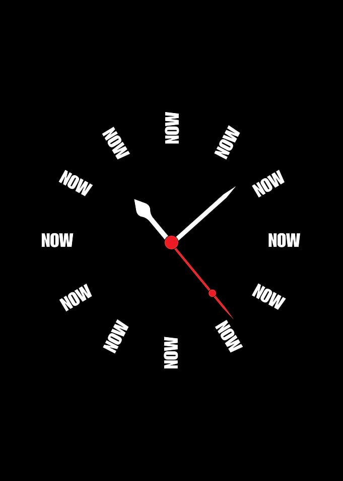 Clock with 'Now' instead of numbers