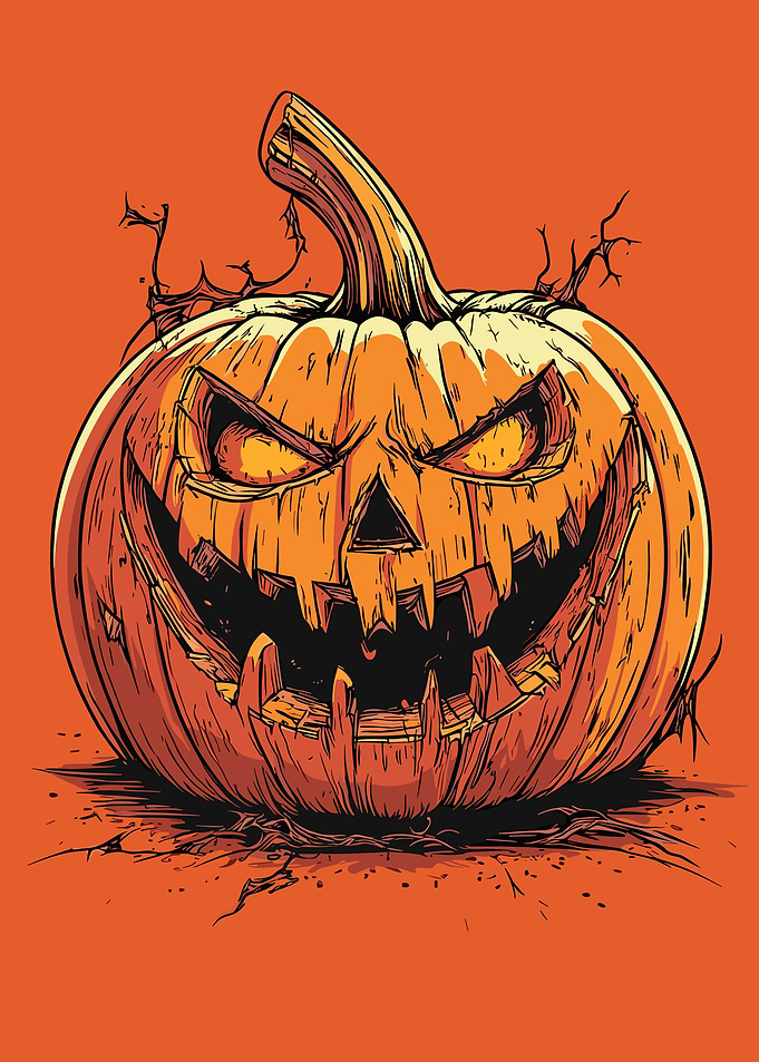 Halloween Pumpkin with Spooky Face