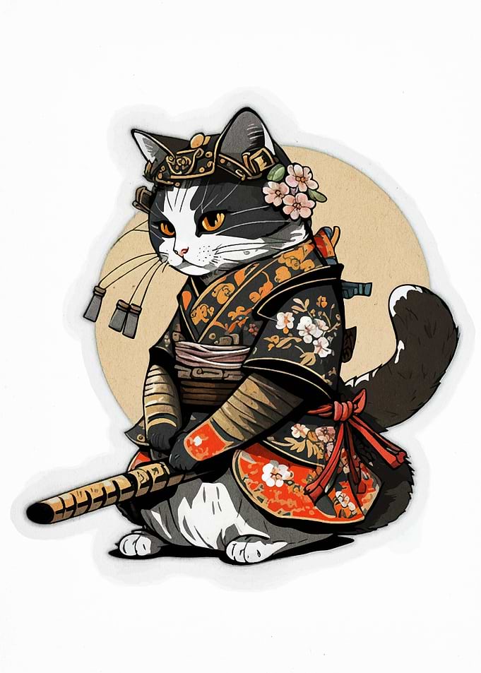 Samurai Cat Illustration
