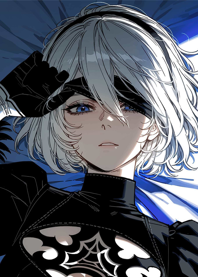 Anime Girl with Blindfold and Blue Eyes