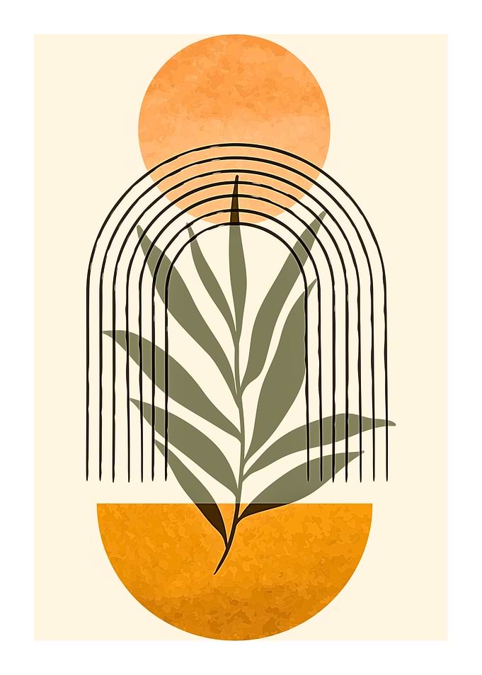 Abstract Botanical Art with Geometric Shapes