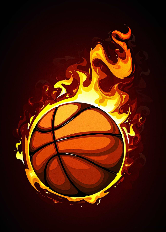 Flaming Basketball Illustration