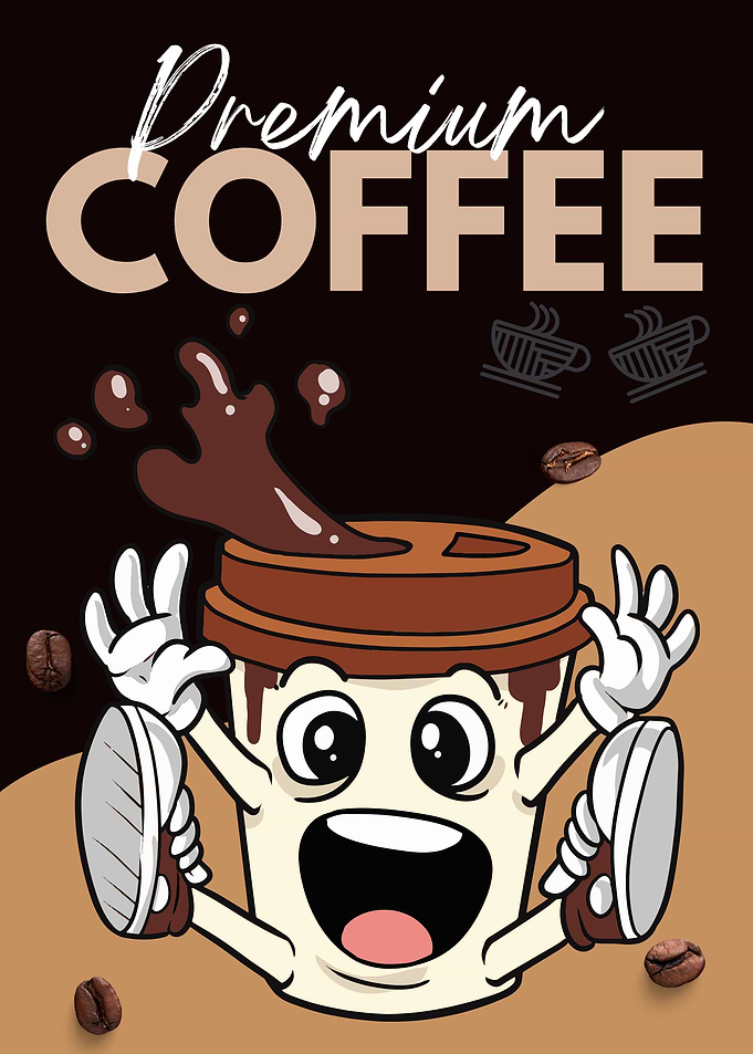 Premium Coffee Cartoon Character
