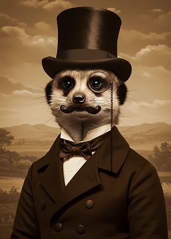 Dapper Meerkat Portrait in Sepia Tones