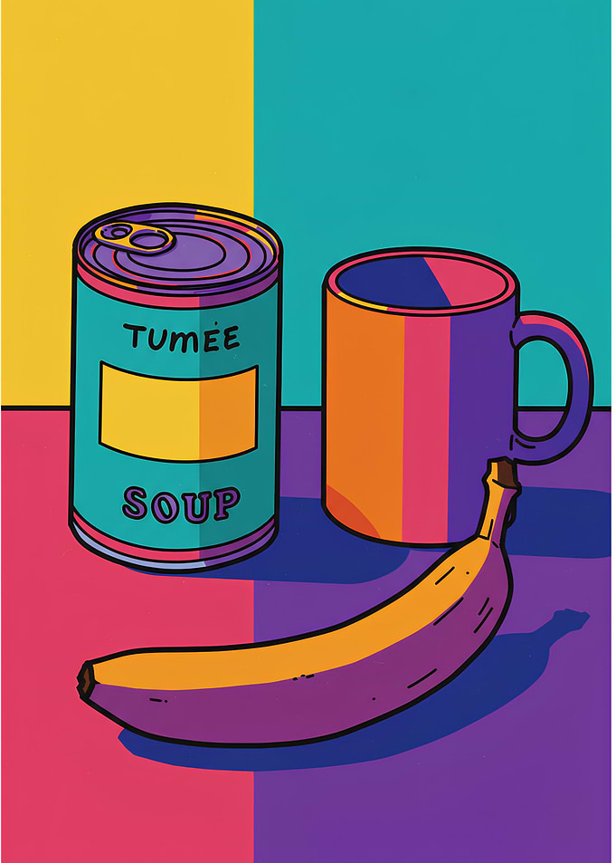 Colorful Still Life with Soup and Banana