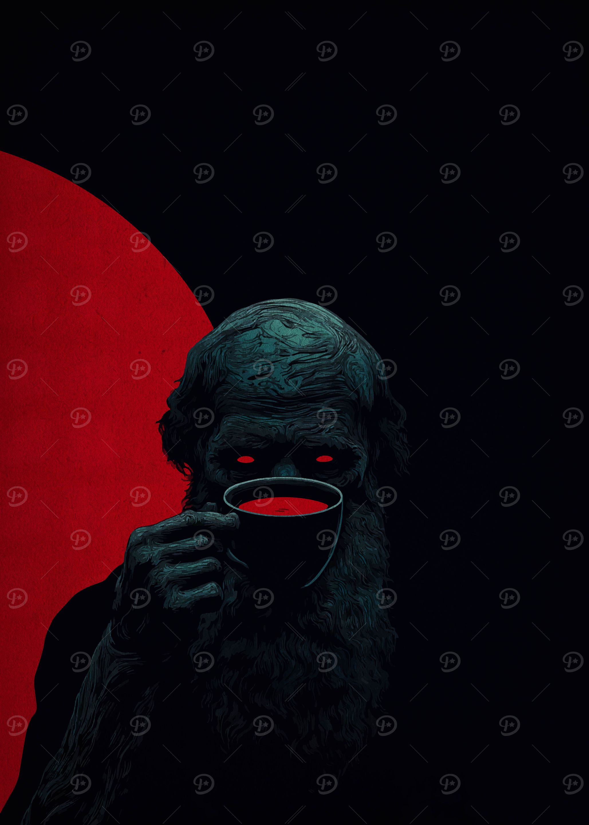 Dark Creature Drinking Red Liquid