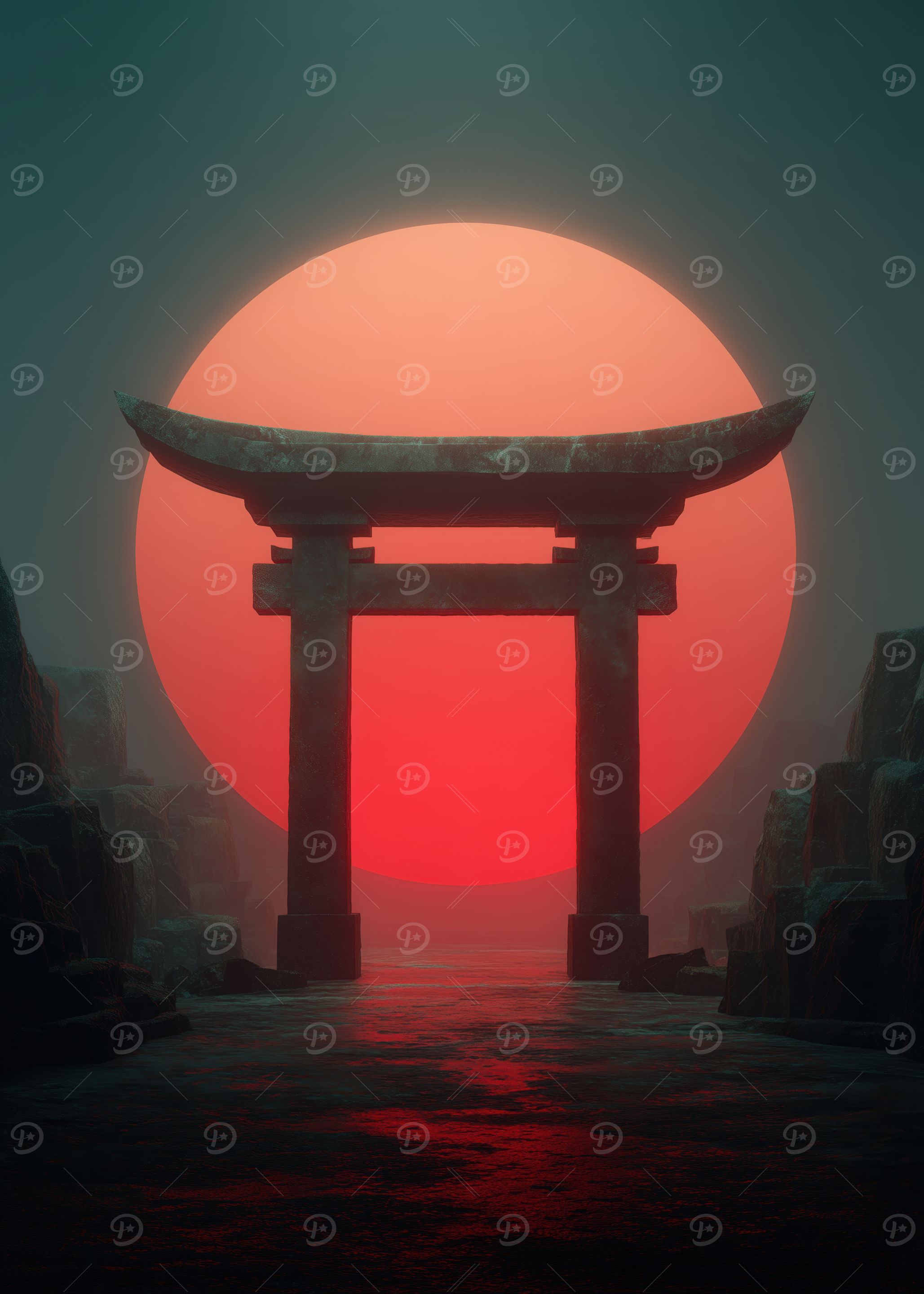 Stylish Torii Gate Sunset