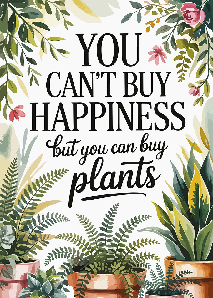 Buy Plants for Happiness Watercolor Art