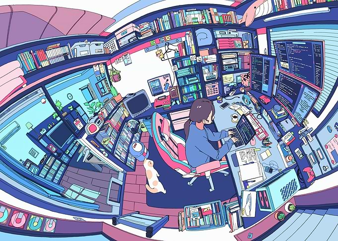Cozy Programmer's Room Digital Art