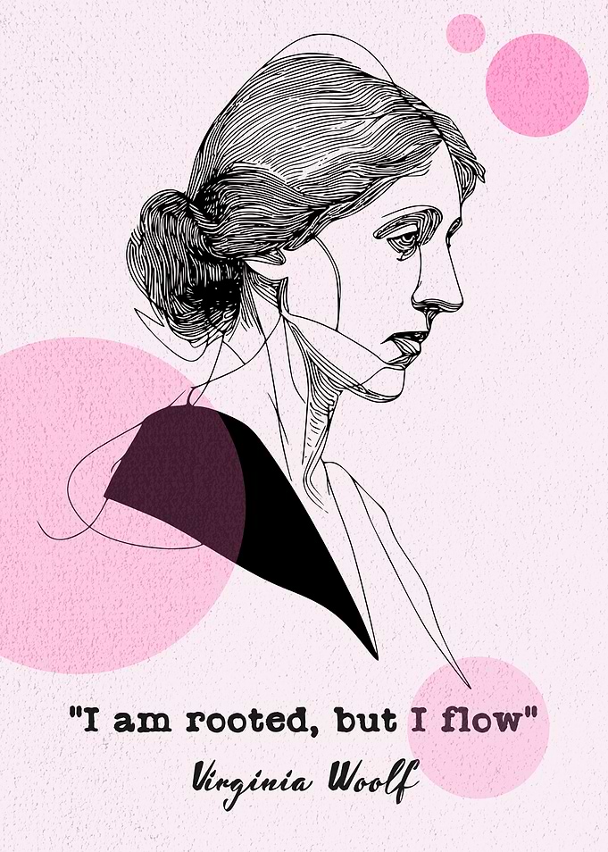 Virginia Woolf Portrait with Quote