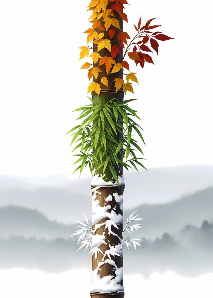 Four Seasons Bamboo Forest Illustration
