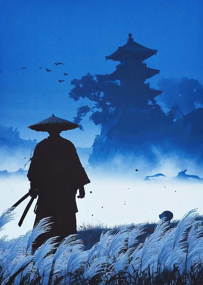 Samurai Silhouette Pagoda