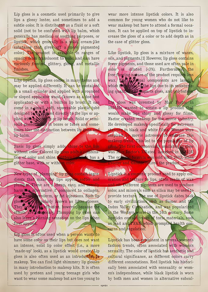 Red Lips and Roses on Text