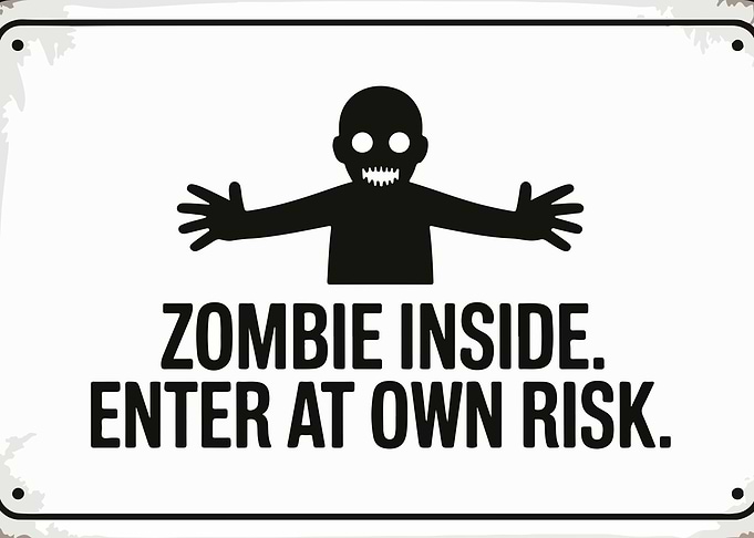 Zombie Inside Warning Sign