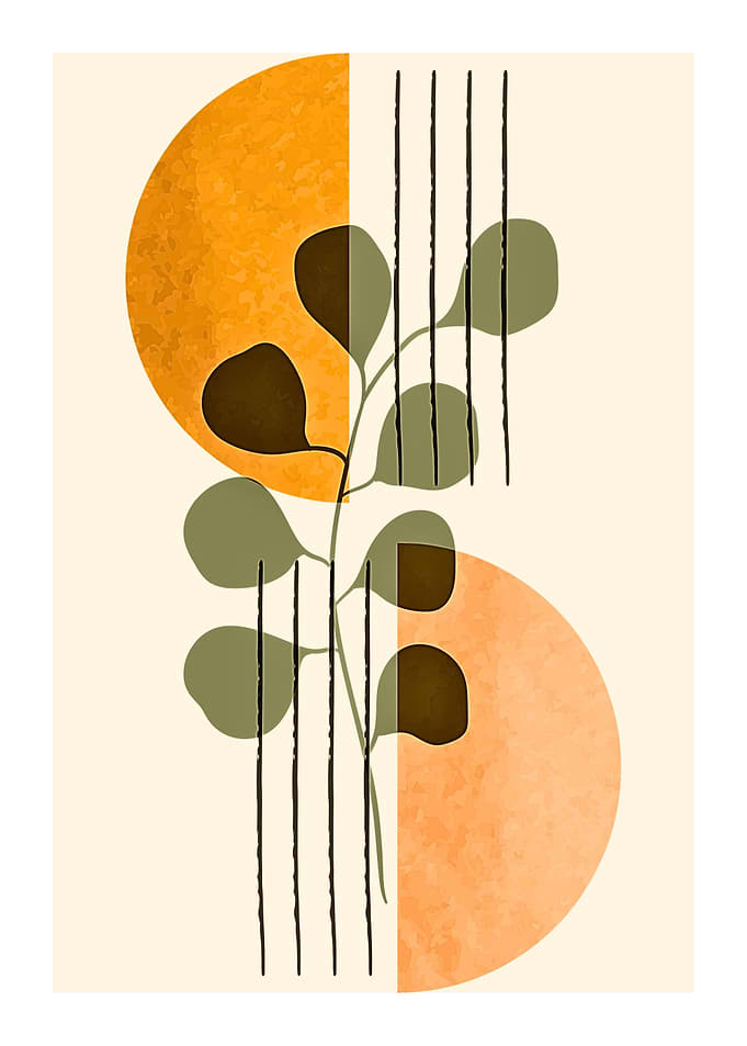 Abstract Botanical Art with Geometric Shapes