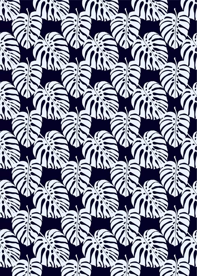 Monstera Leaf Pattern on Dark Background