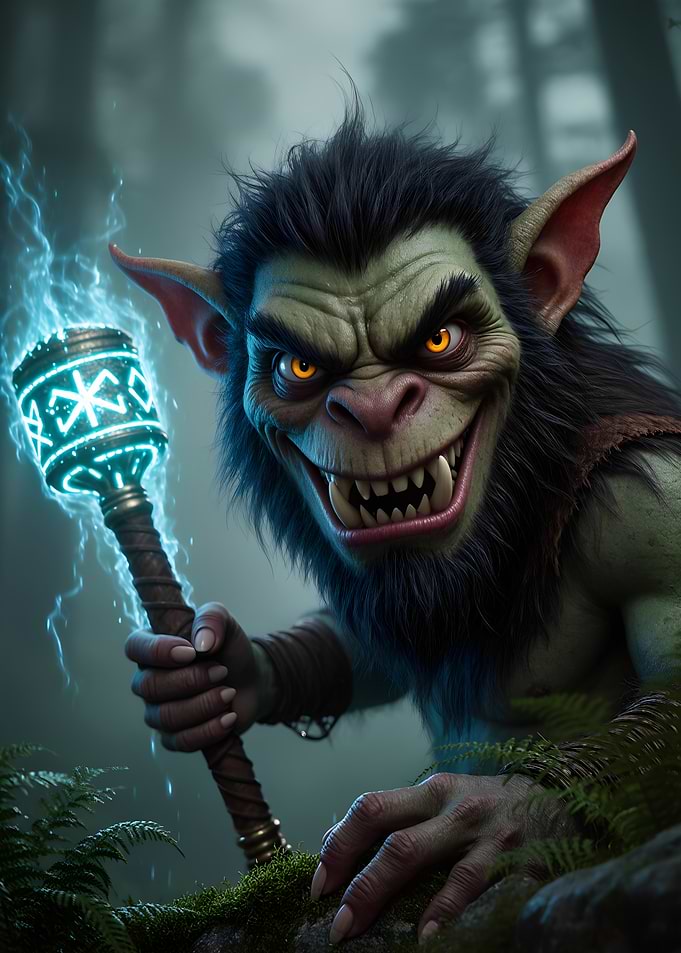 Ferocious Goblin Shaman with Lightning Staff