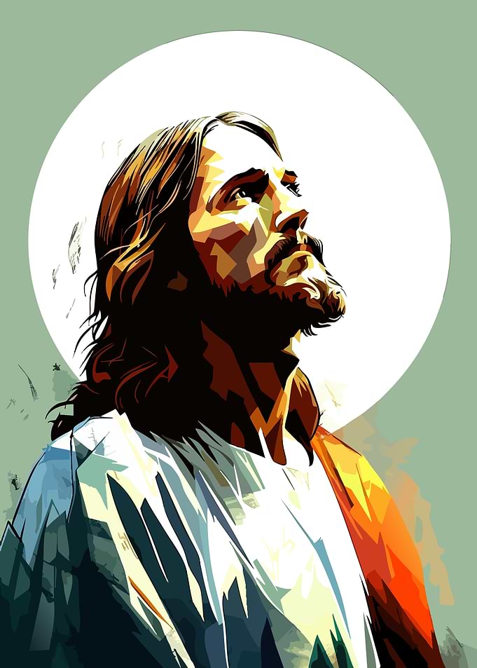 Jesus Christ Portrait with Halo