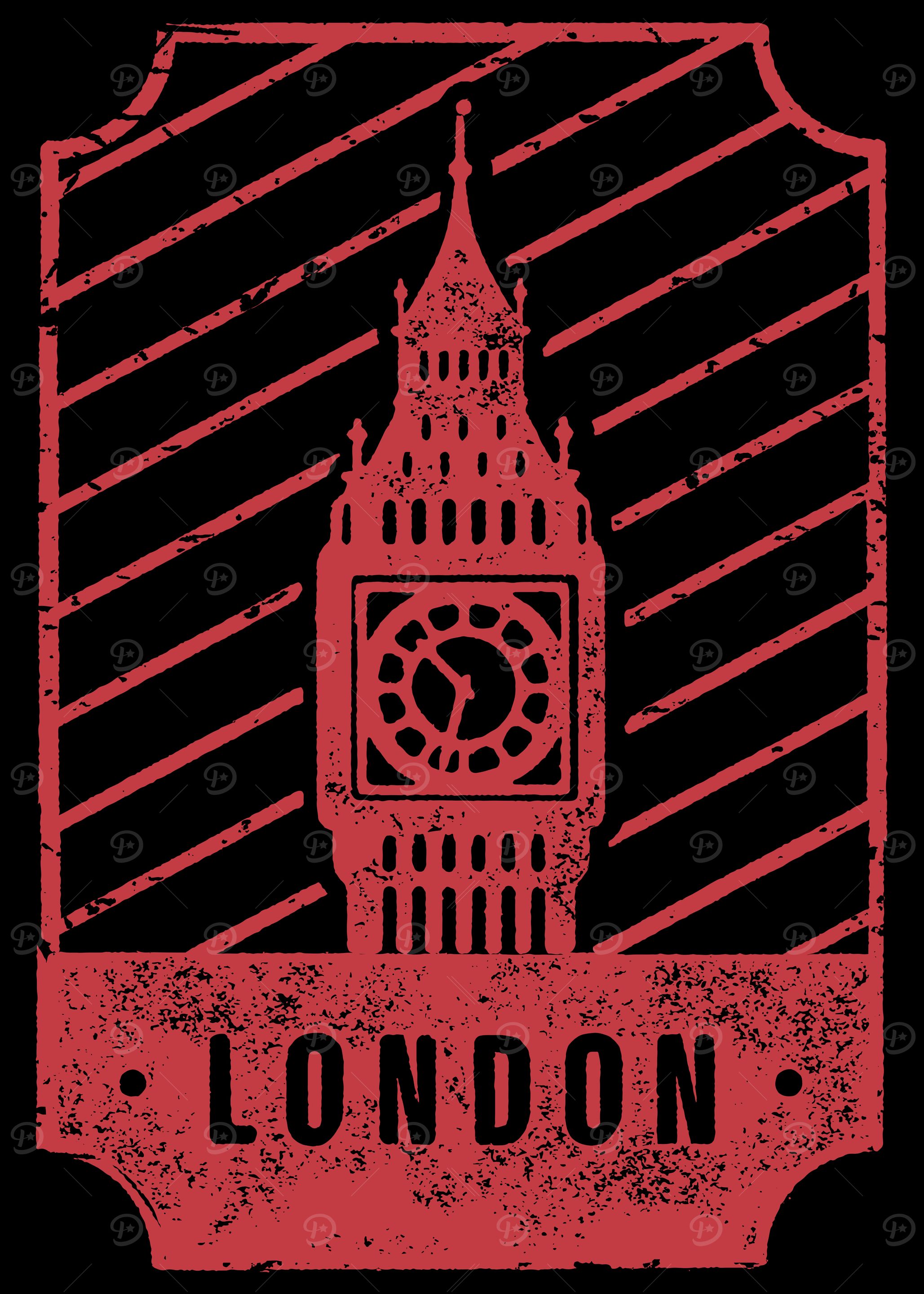 London Big Ben Red and Black
