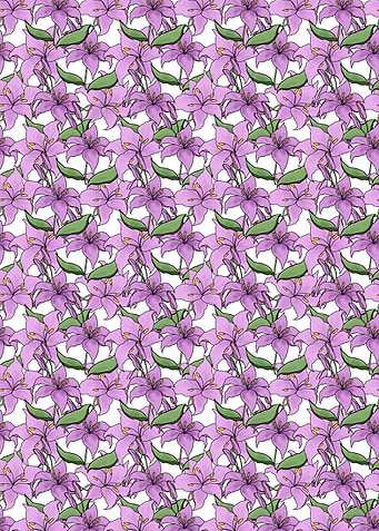 Floral Pattern with Purple Lilies
