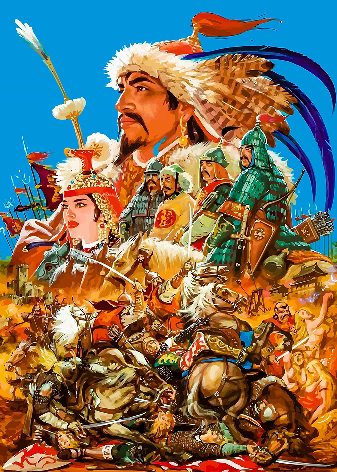 Epic Mongolian Battle Scene Painting